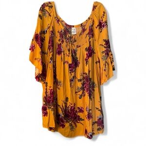 Terra & Sky Floral Boho Blouse  Size 1X